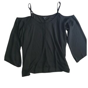 Torrid Womens Top Blouse Black Cold Shoulder 3/4 Sleeve Plus Size